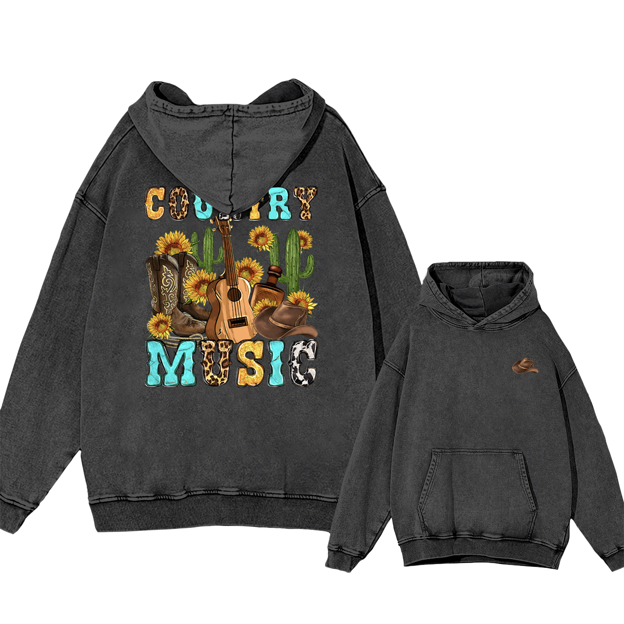 Country Music Sunflower Garment-Dye Hoodies