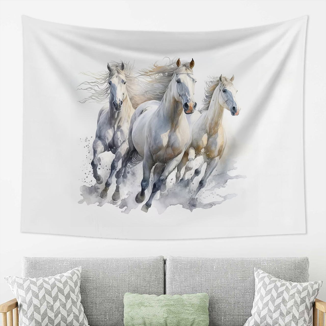 Western Brave Horse Galloping Cowboybay Tapestry