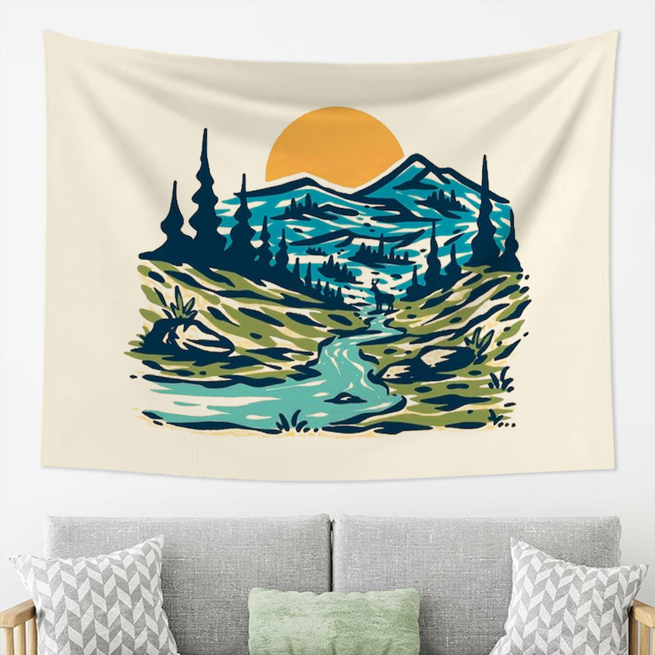 West Scenery at the Foot of the Mountain Tapestry