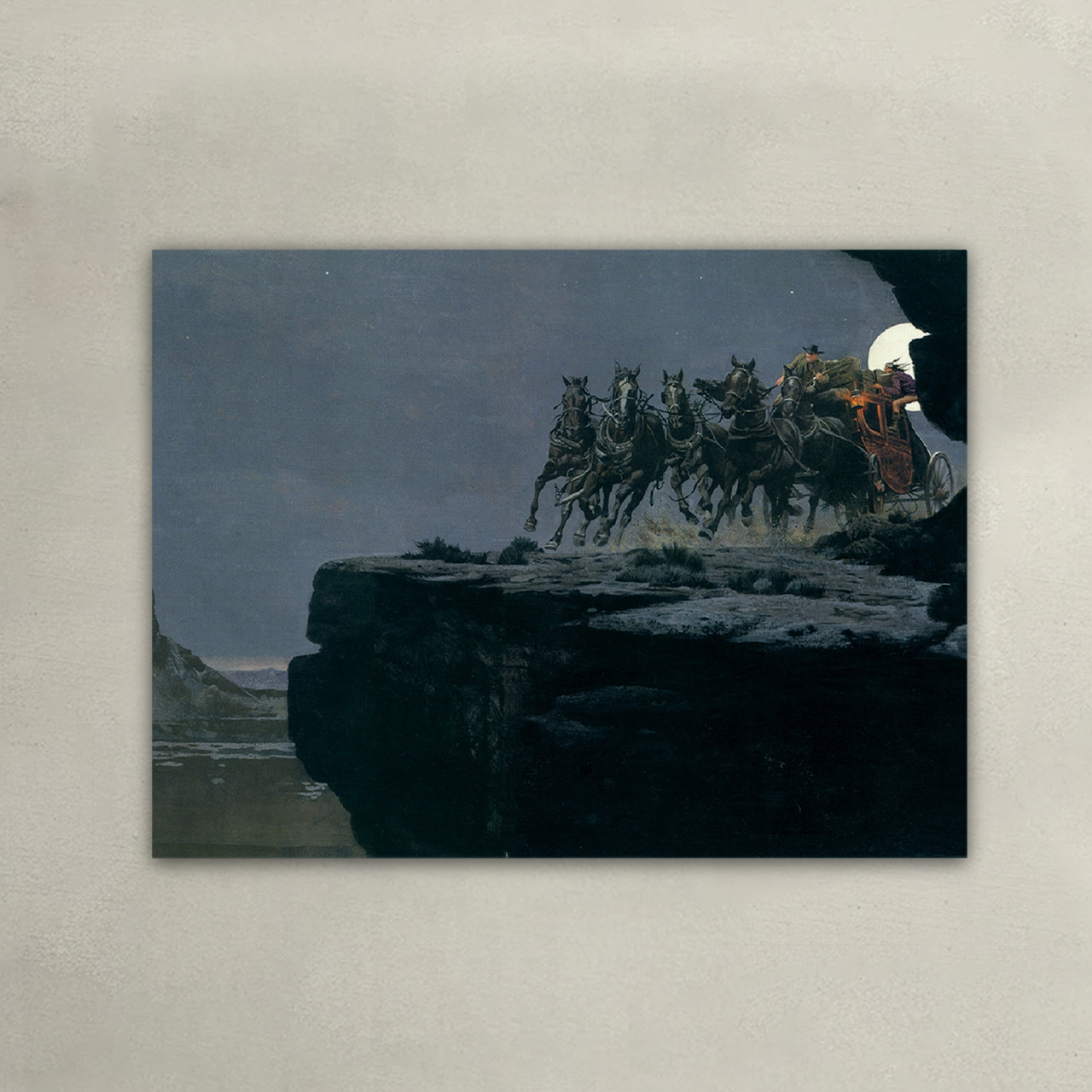 Midnight Horse Cliff Canvas Wall Art