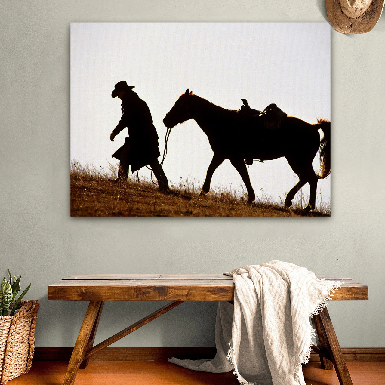 Lonely Brave Cowboy Rider Canvas Wall Art