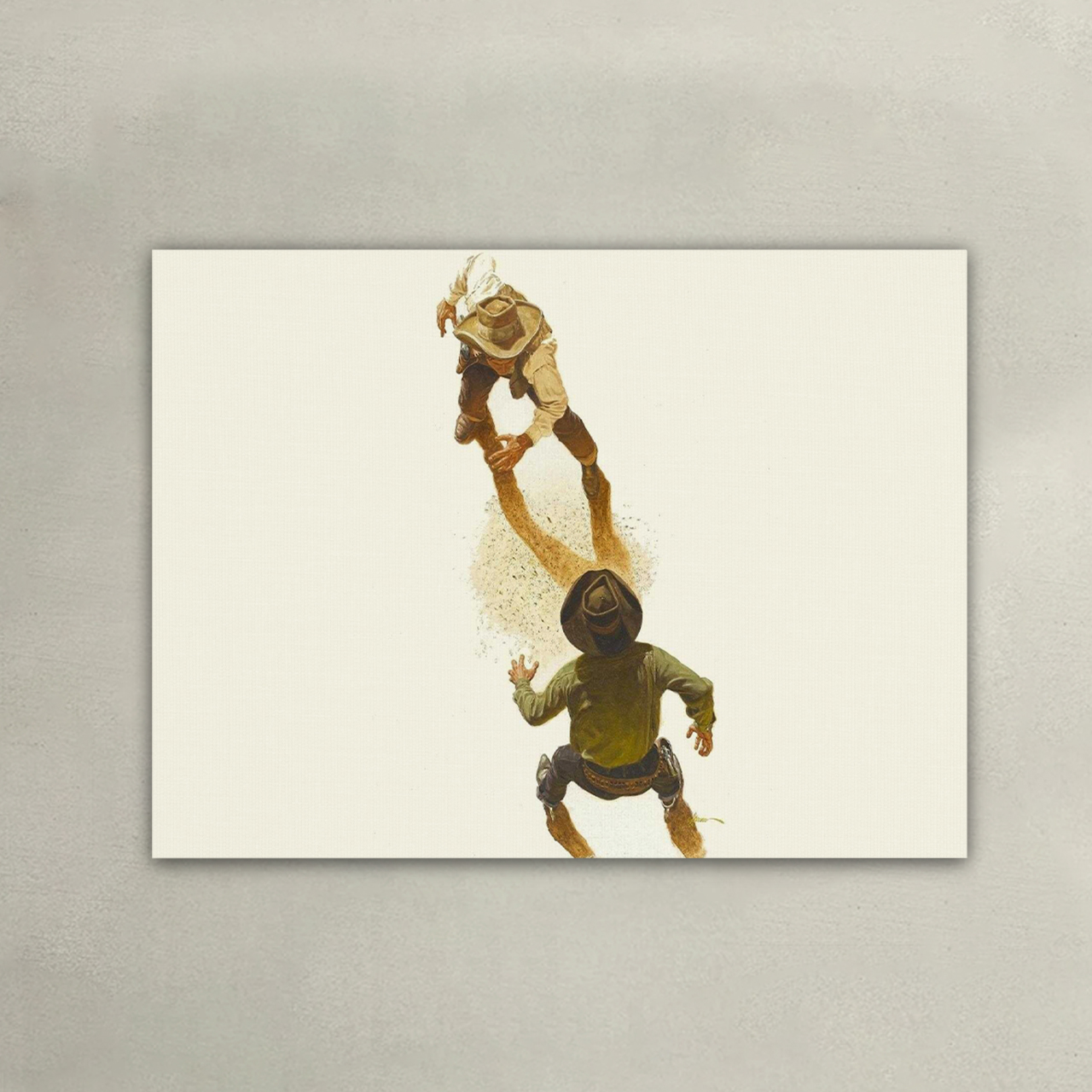 Cowboy Wrestling in the Arena Canvas Wall Art