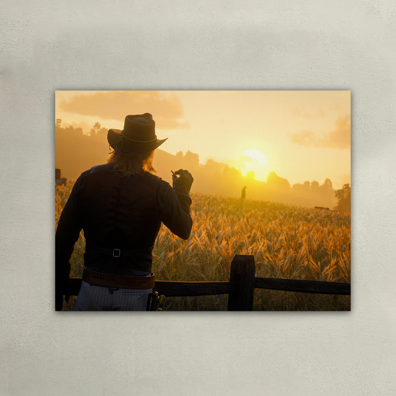 Cowboy Back in the Golden Sun Canvas Wall Art