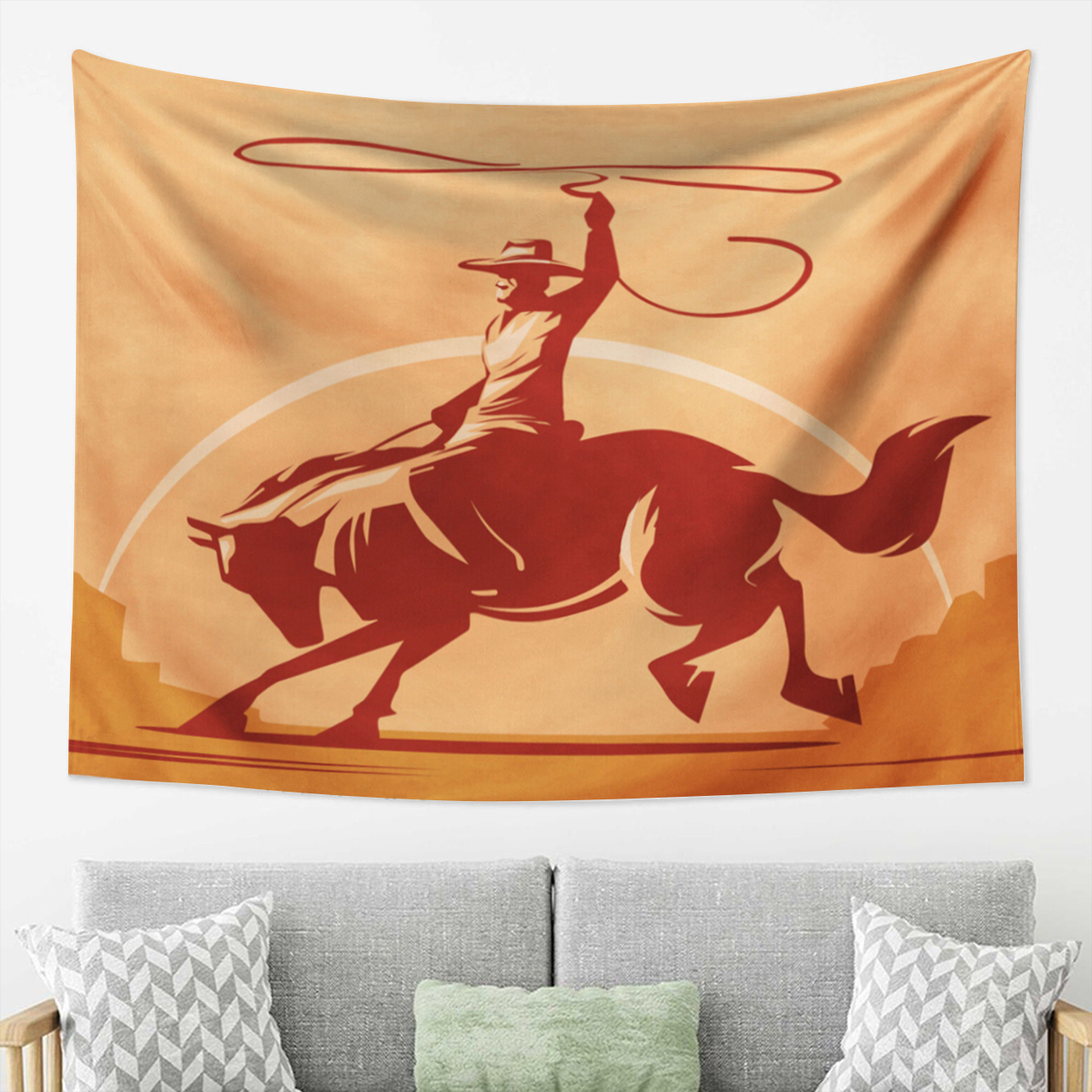Rodeo Cowboy Tie-Down Rope Bull Tapestry