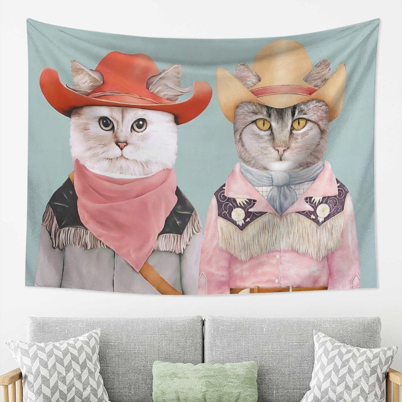 Cowboy Cats  Cute Kitten Pet Tapestry