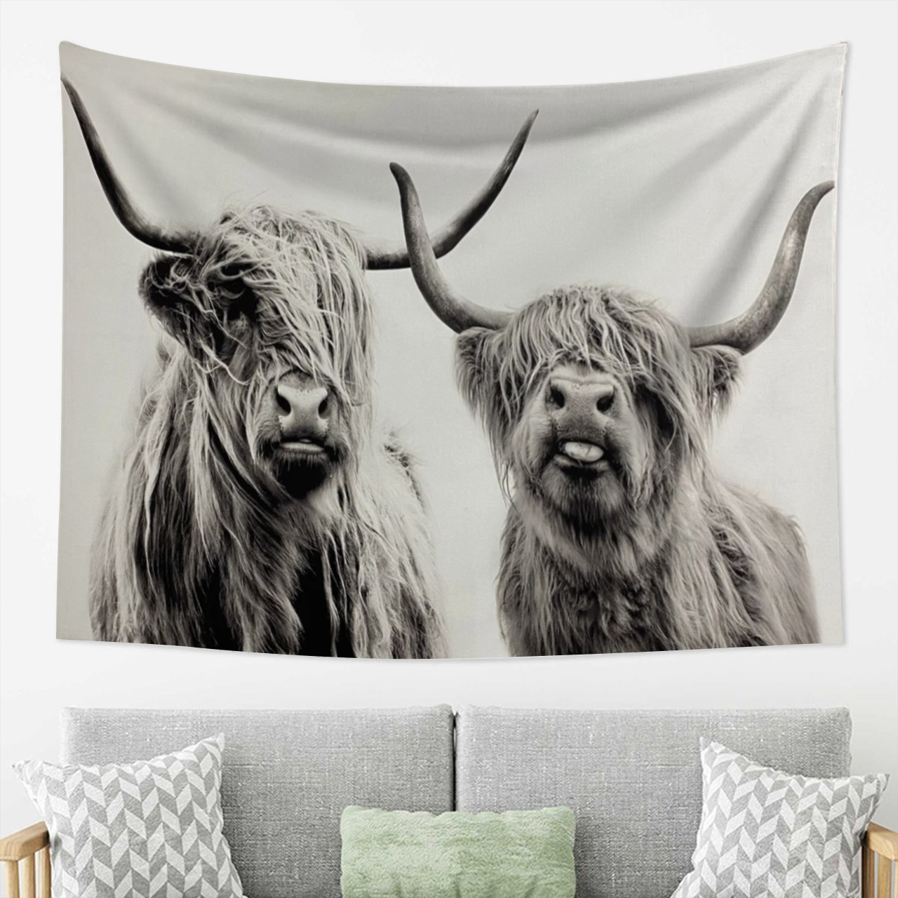 Bravely Highland Cow West Tapestry
