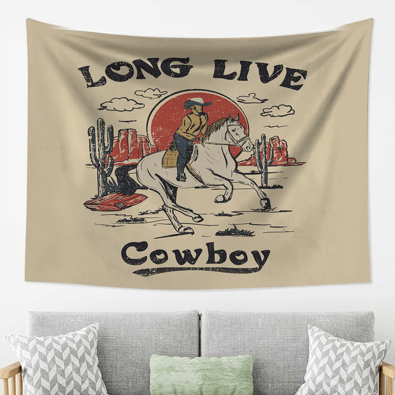 Cowboy Western Landscape Tapestry