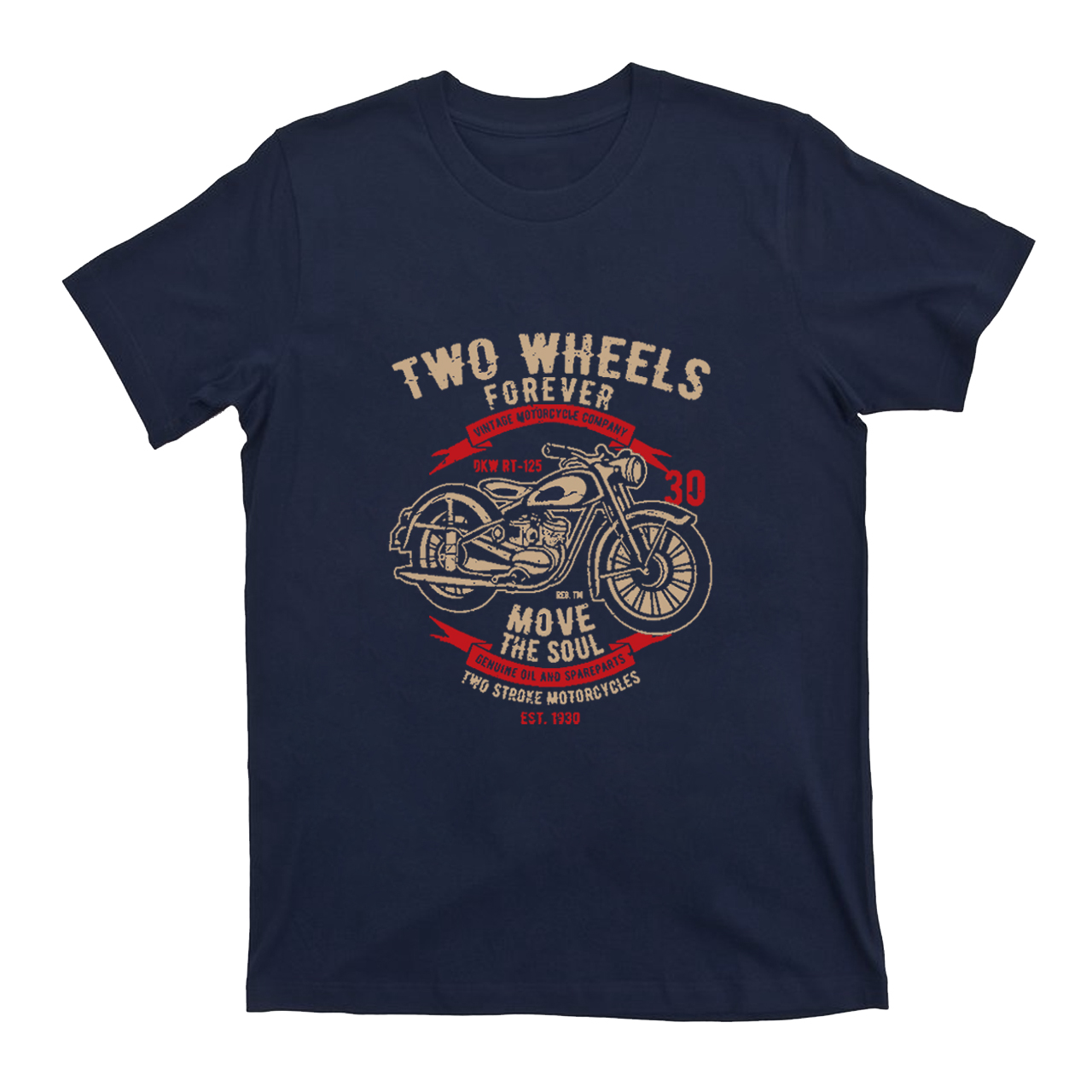 Two Wheels Forever Vintage Motorcycle T-Shirt