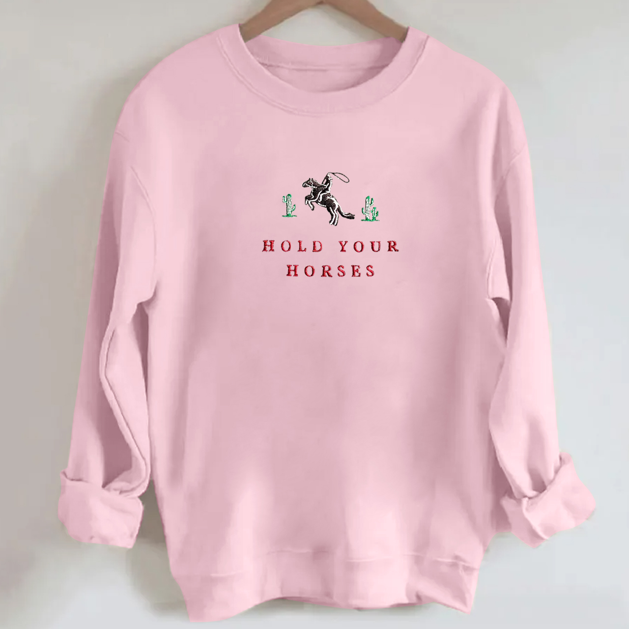 Classic Embroidery Hold Your Horses Sweatshirt