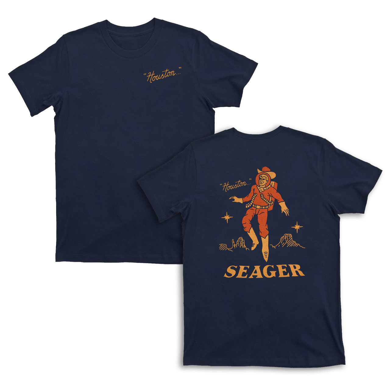 Seager Inc Men's Navy Space Cowboy T-Shirts