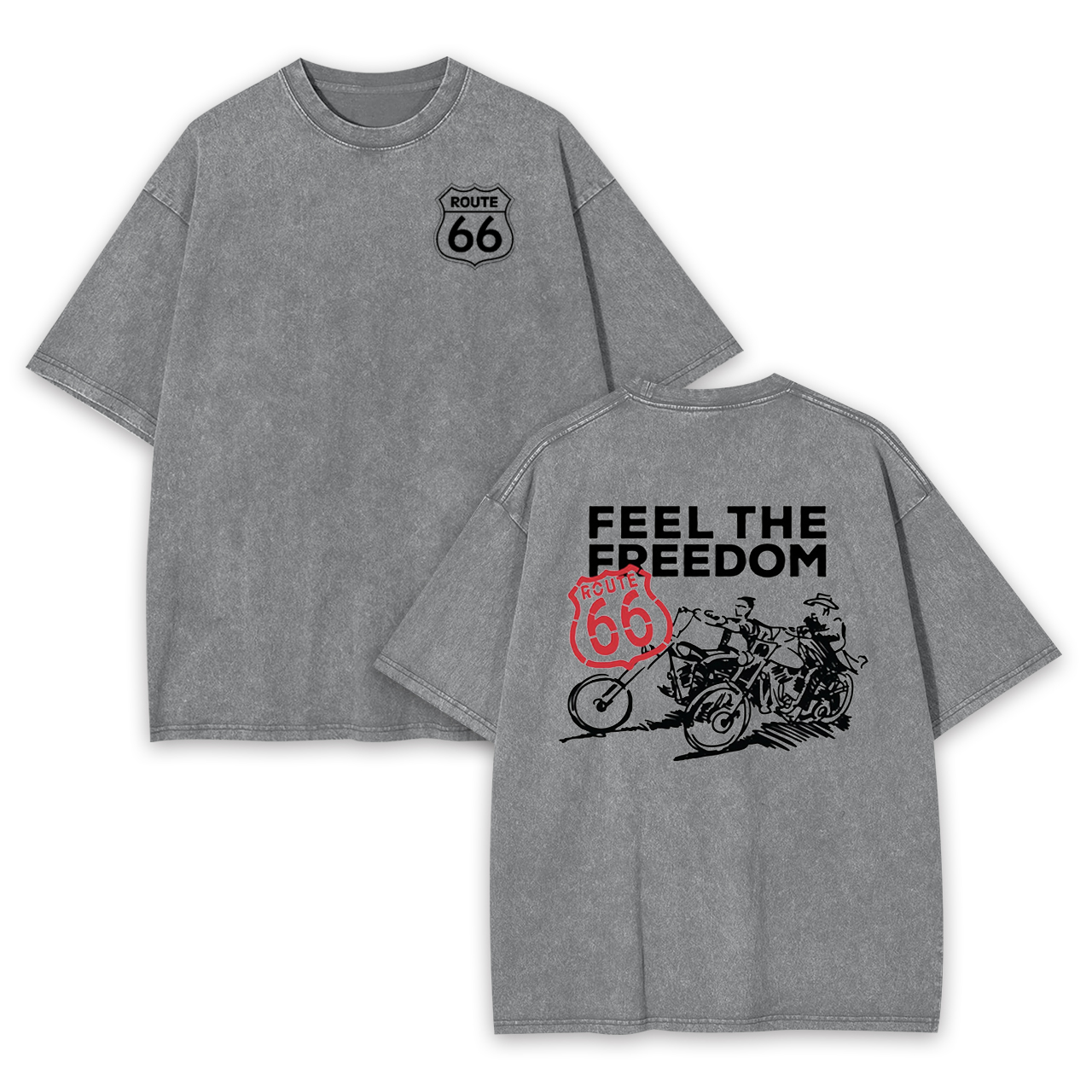 Route 66 Feel The Freedom Garment-dye Tees