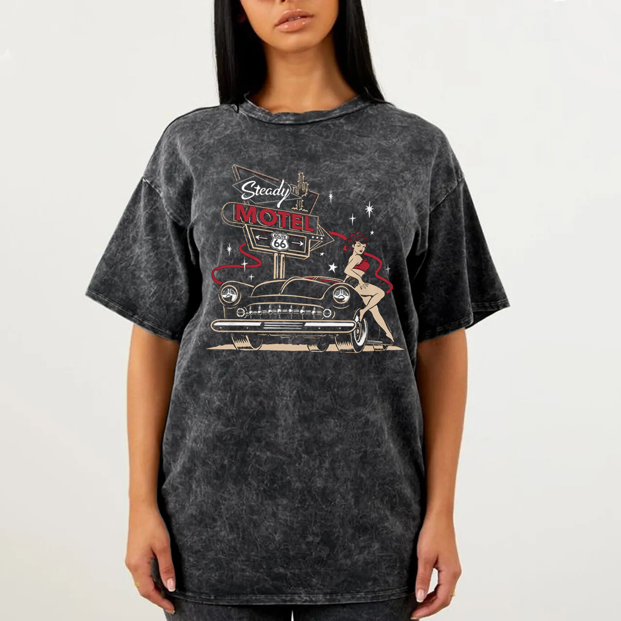 Motel 6 in Black Garment-dye Tees