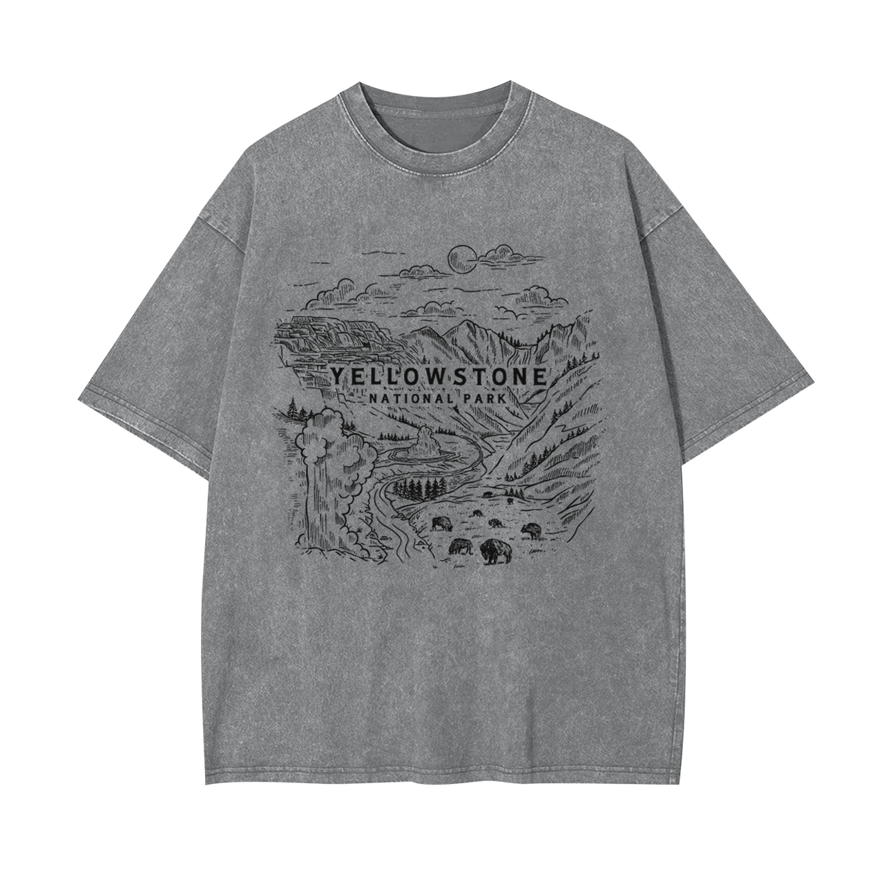 Aerial photography of Yellowstone National Park Garment-dye Tees