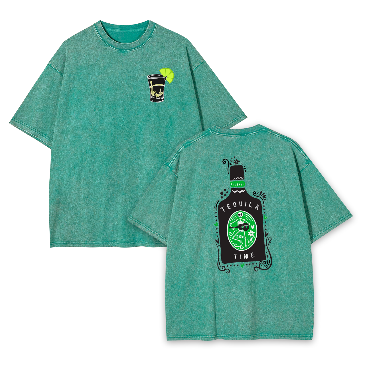 Green And Black Tequila Garment-dye Tees