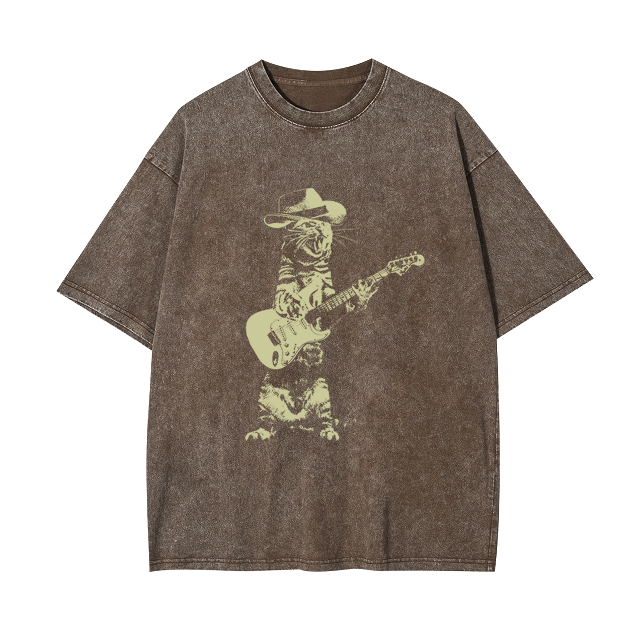 Cat Playing Guitar Garment-dye Tees