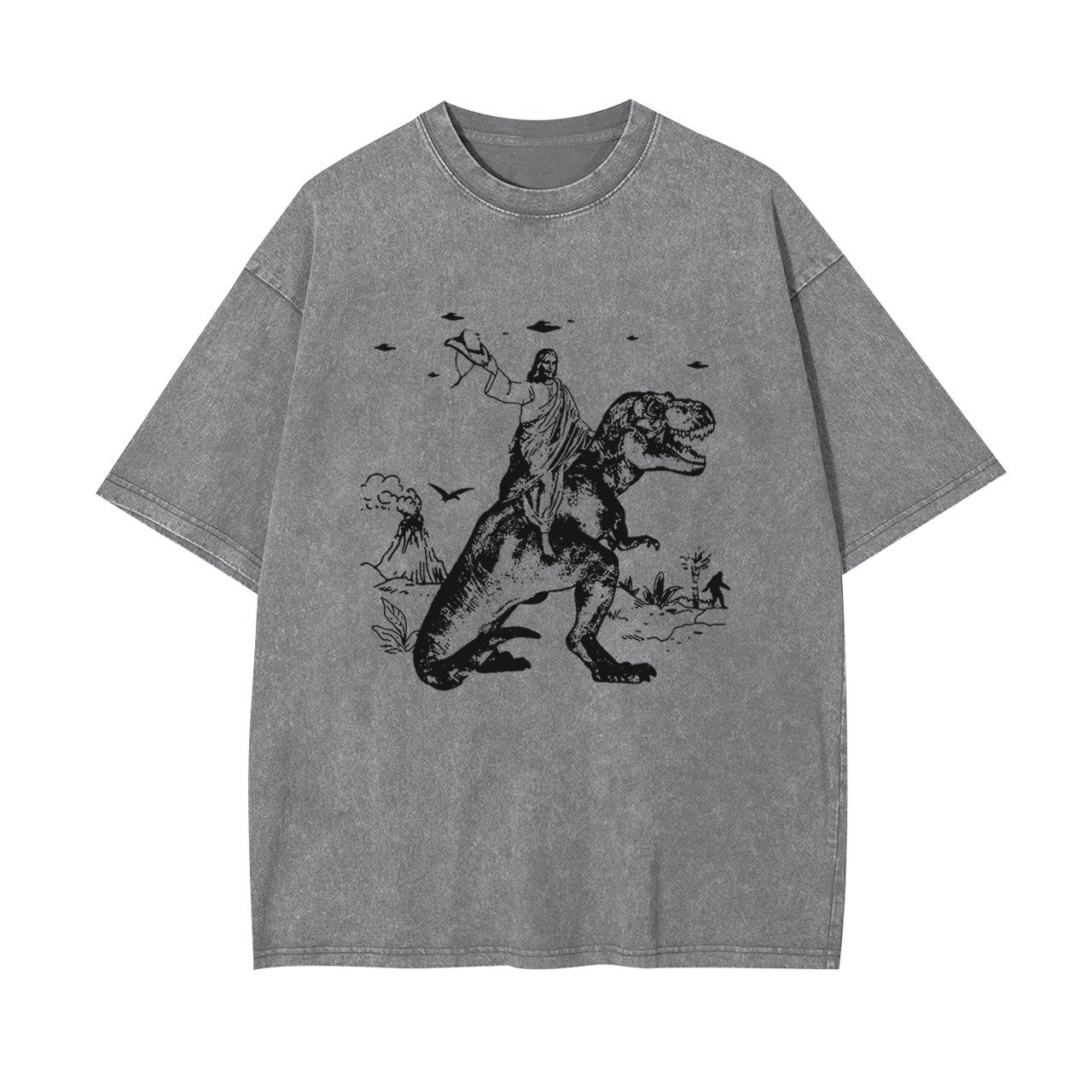 Jesus Riding Dinosaur Garment-dye Tees