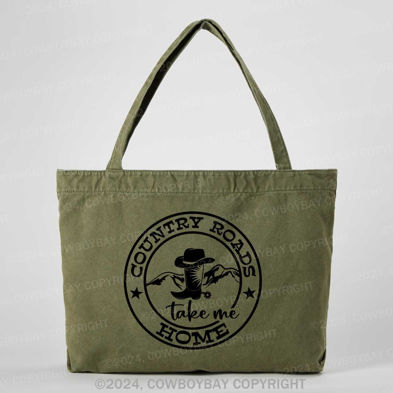 Country Roads Take Me Home Cowboy Tote Bag