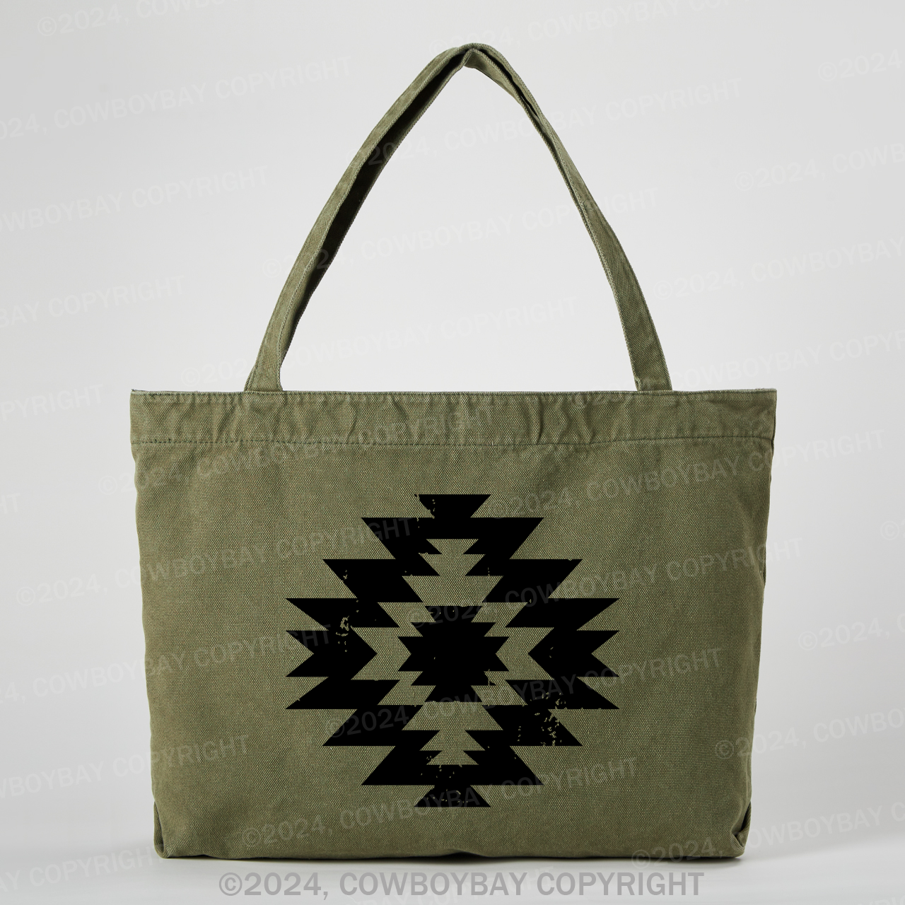 Western Aztec Graphic Cowboy Tote Bag
