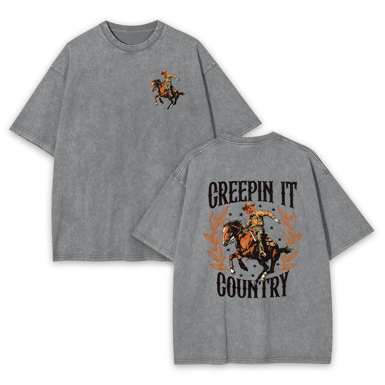 Creepin It Country Western Halloween Garment-dye Tees