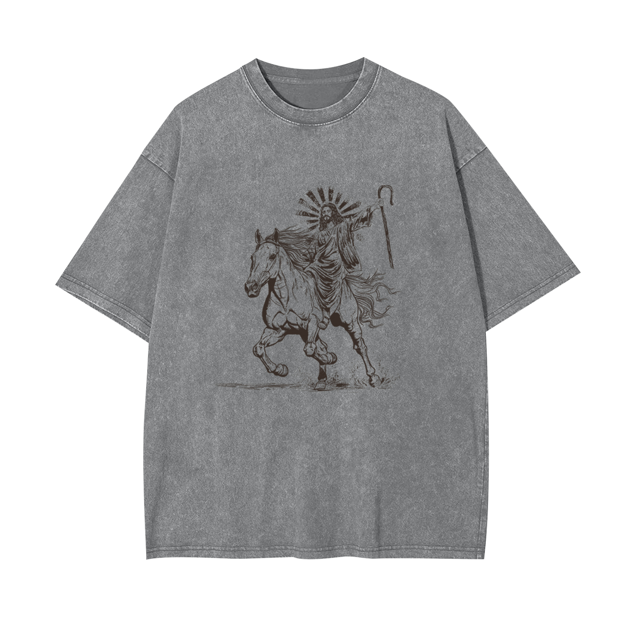 Jesus Riding Horse Garment-dye Tees