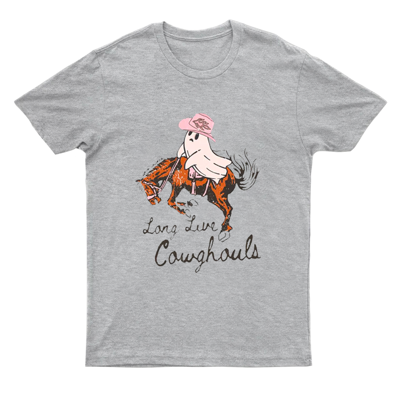 Lady Halloween ghost galloping on horseback T-Shirts