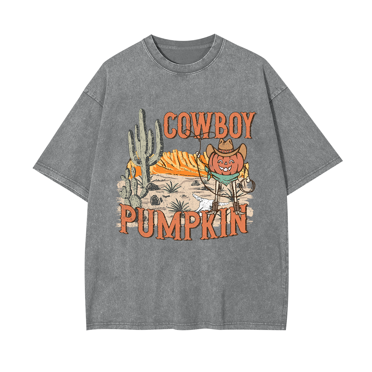 Halloween Cowboy Ghost Pumpkin Cowboy Garment-dye Tees