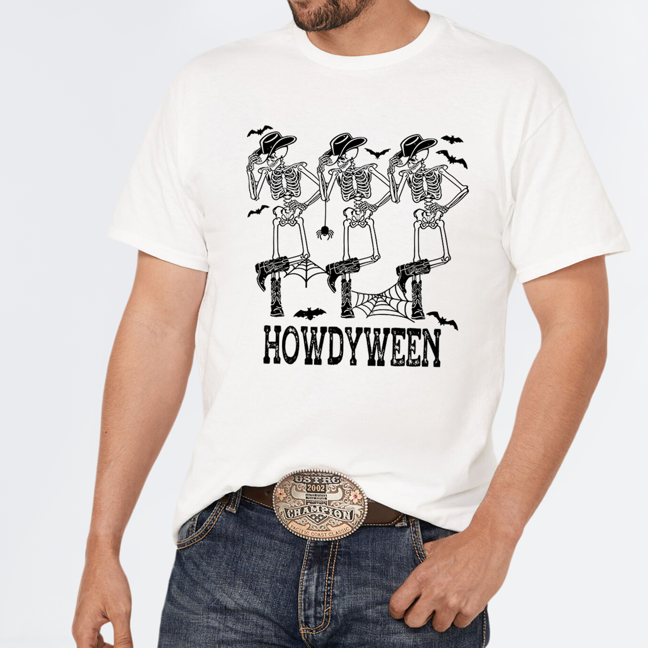 Cowboy Western Halloween Dancing Skelton  Shirt