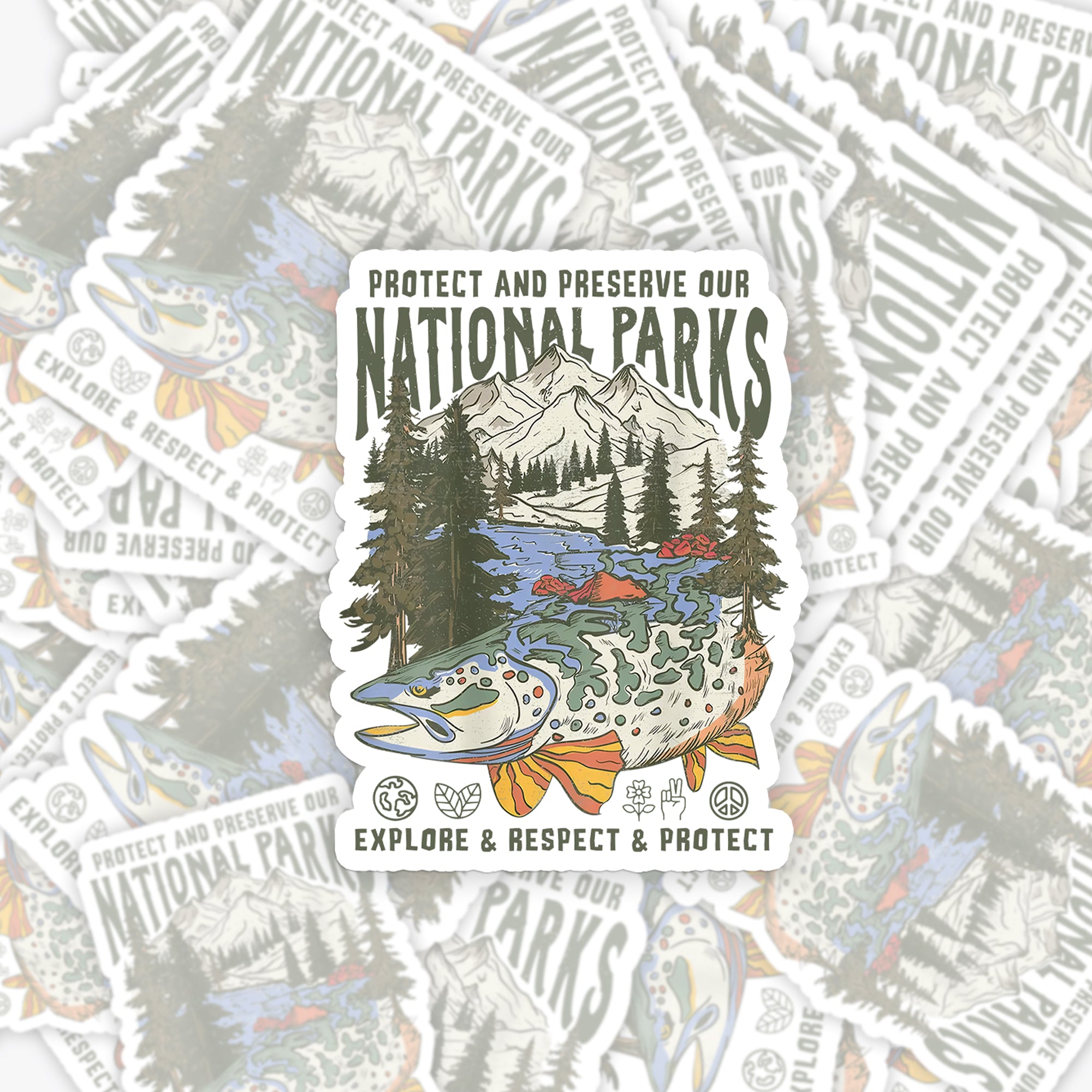 Respect The Local Wildlife Forest Hiking_Cowboybay Sticker