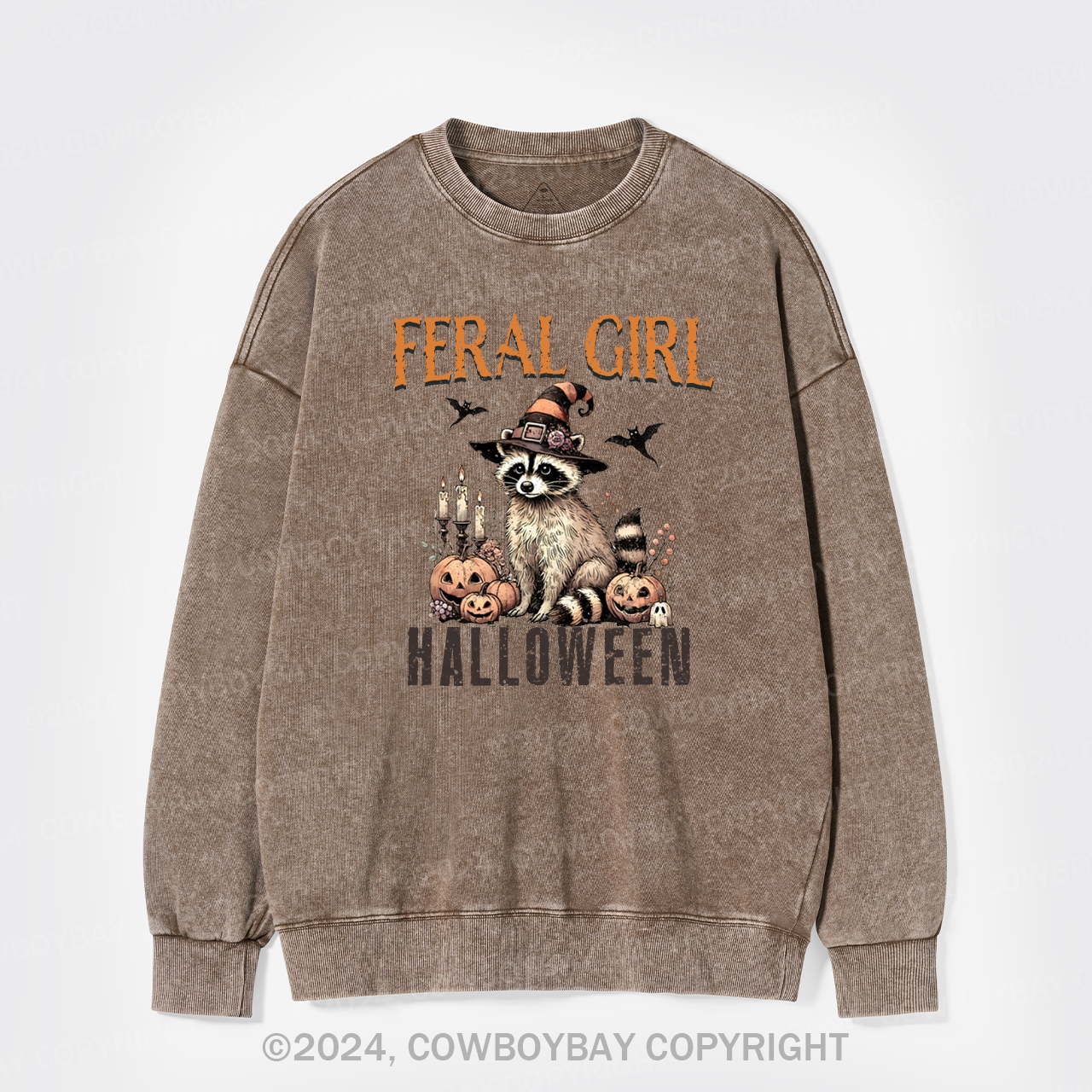 Feral Raccoon Halloween Washed Sweatshirts
