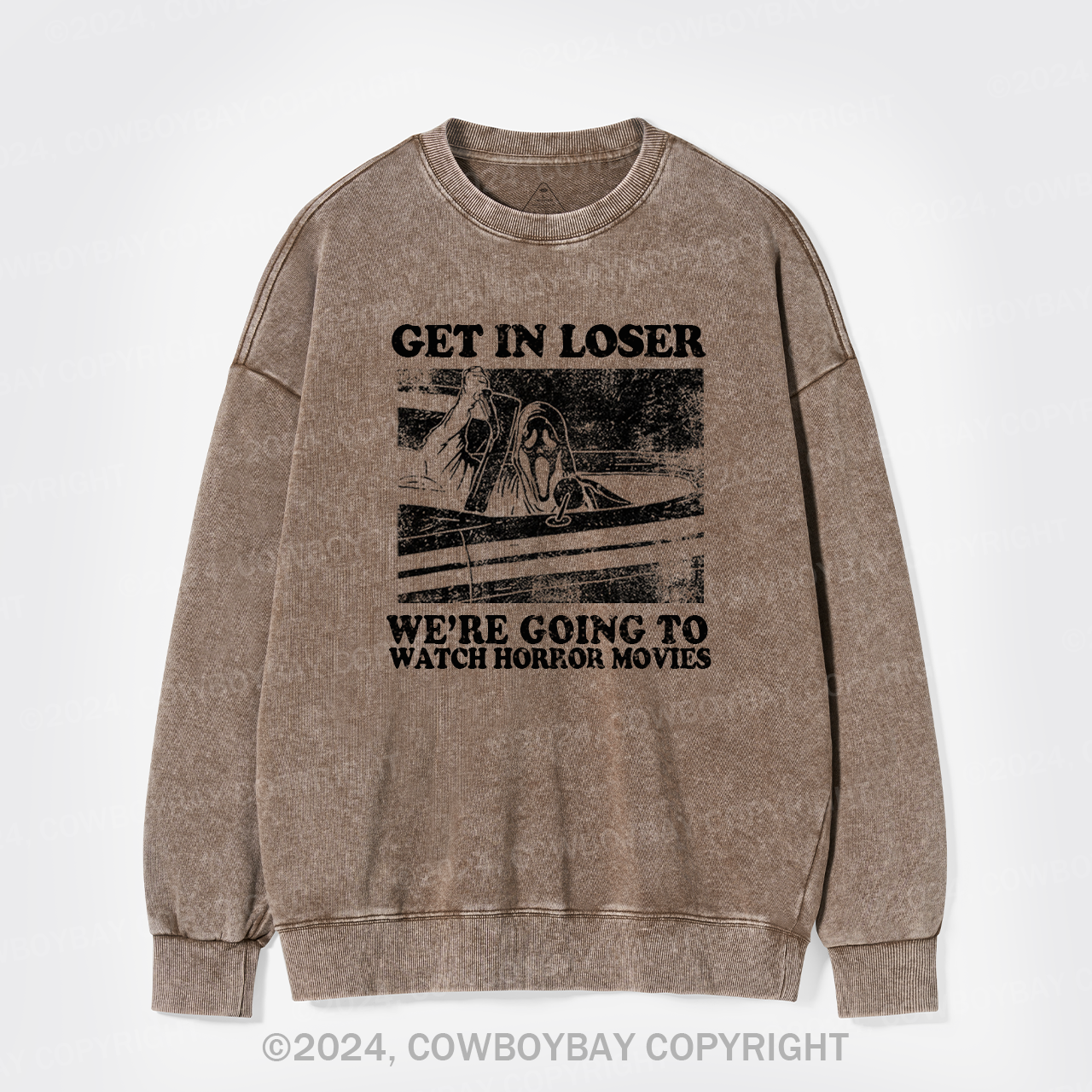 Get In Loser Halloween  Washed Sweatshirts