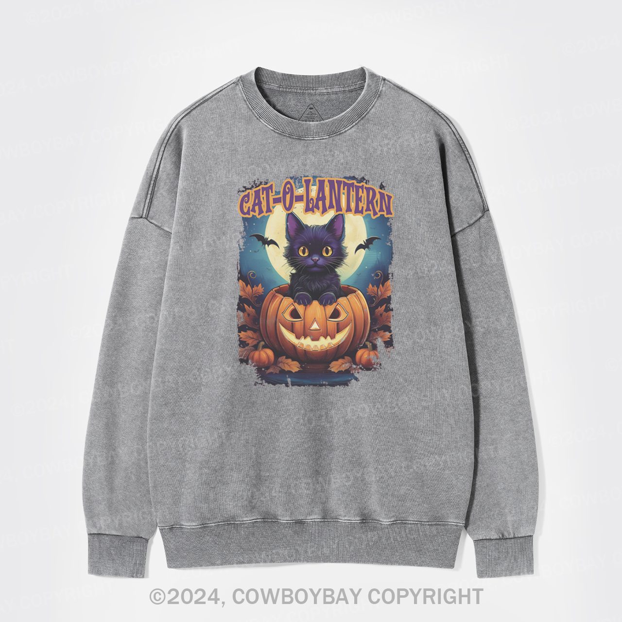 Cat-O-Lantern Washed Sweatshirts