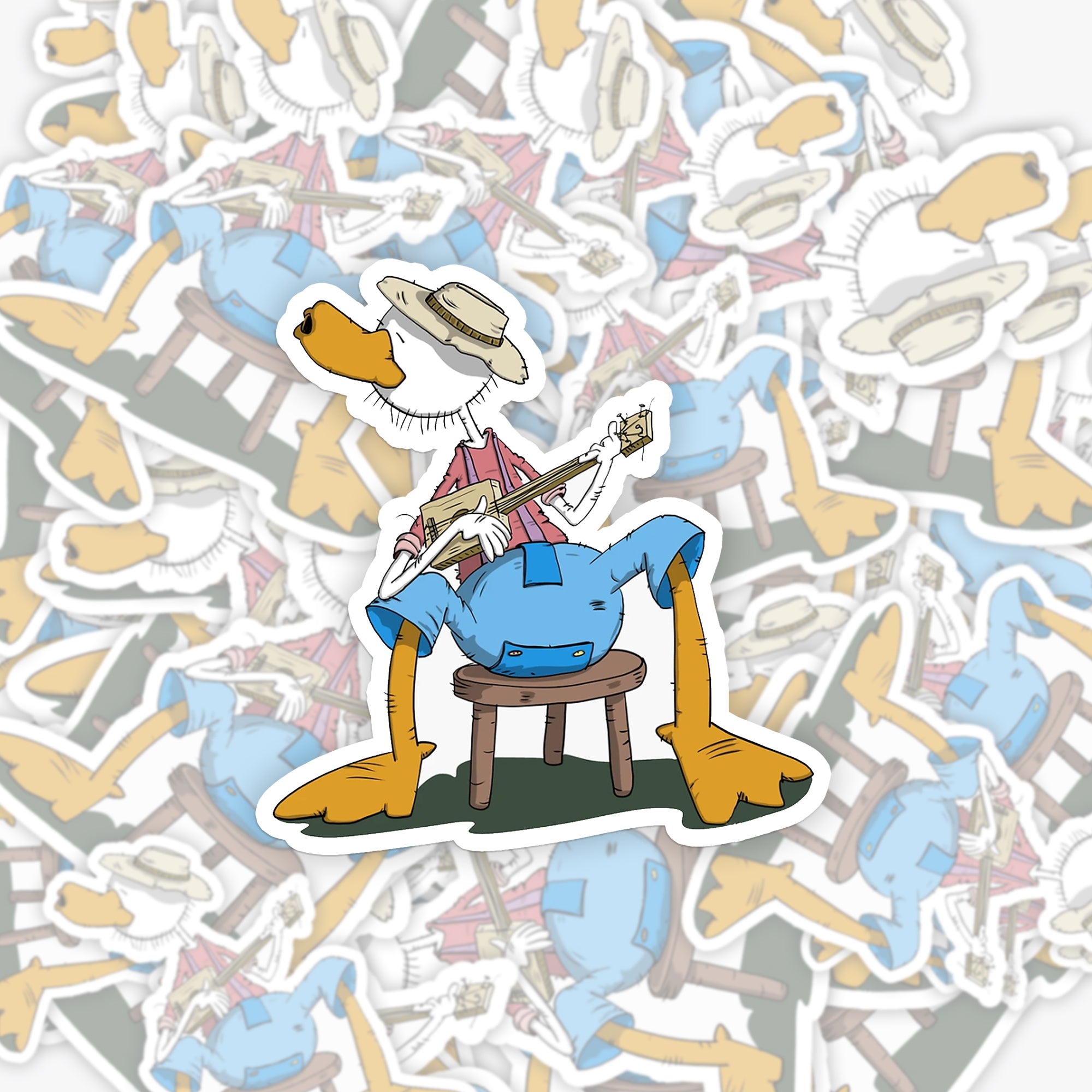 Hillbilly Duck Plays Guitar_Cowboybay Sticker