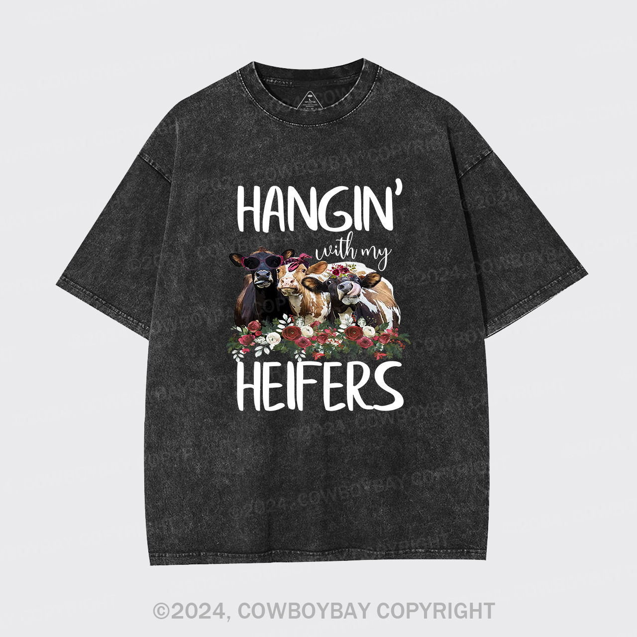 Hanging with my Heifers Country Cowboy Garment-dye Tees