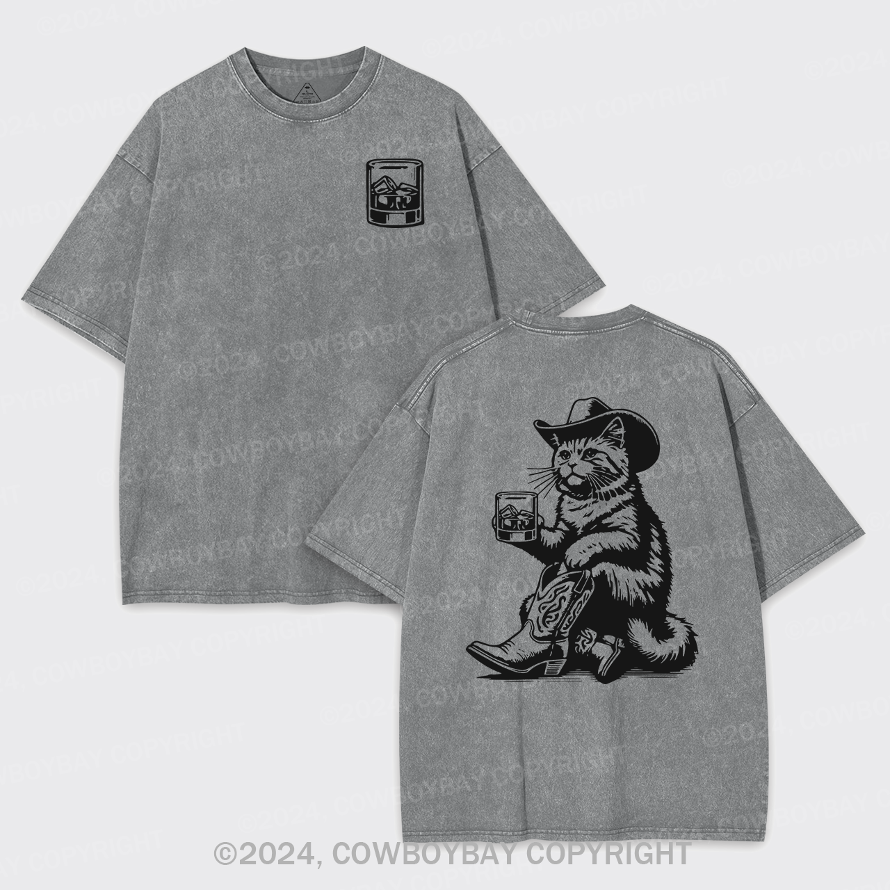Whiskey Cowboy Cat Garment-dye Tees