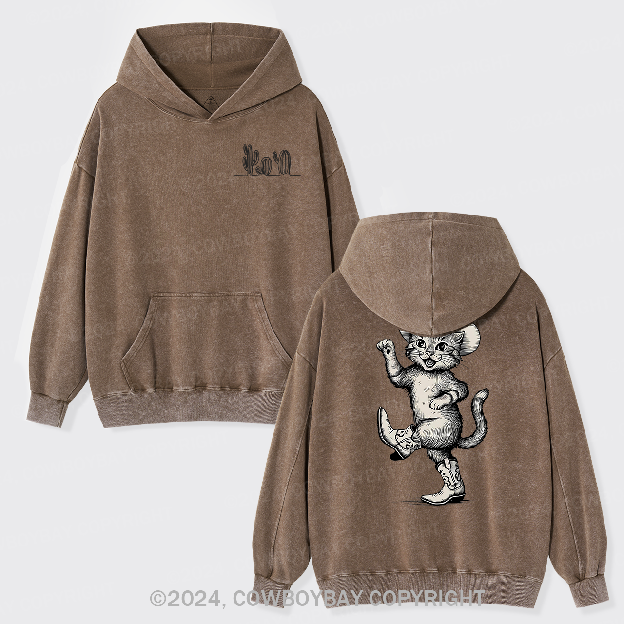 Dancing Cowboy Cat Garment-Dye Hoodies