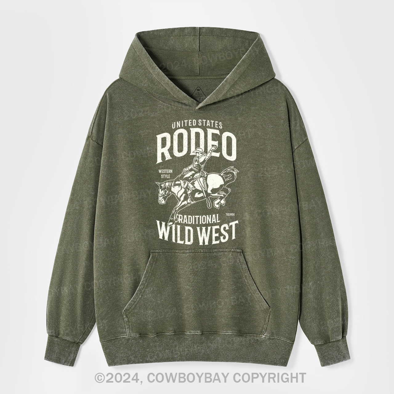 US Rodeo Raditional Wild West Garment-dye Hoodies