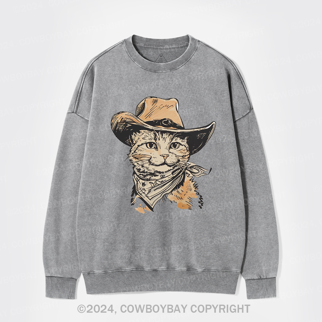 Cowboy Cats From The Wilderness Washed Sweatshirts