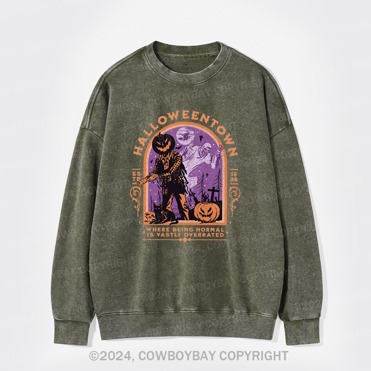 Halloween Pumpkin,EST.1998 Washed Sweatshirts