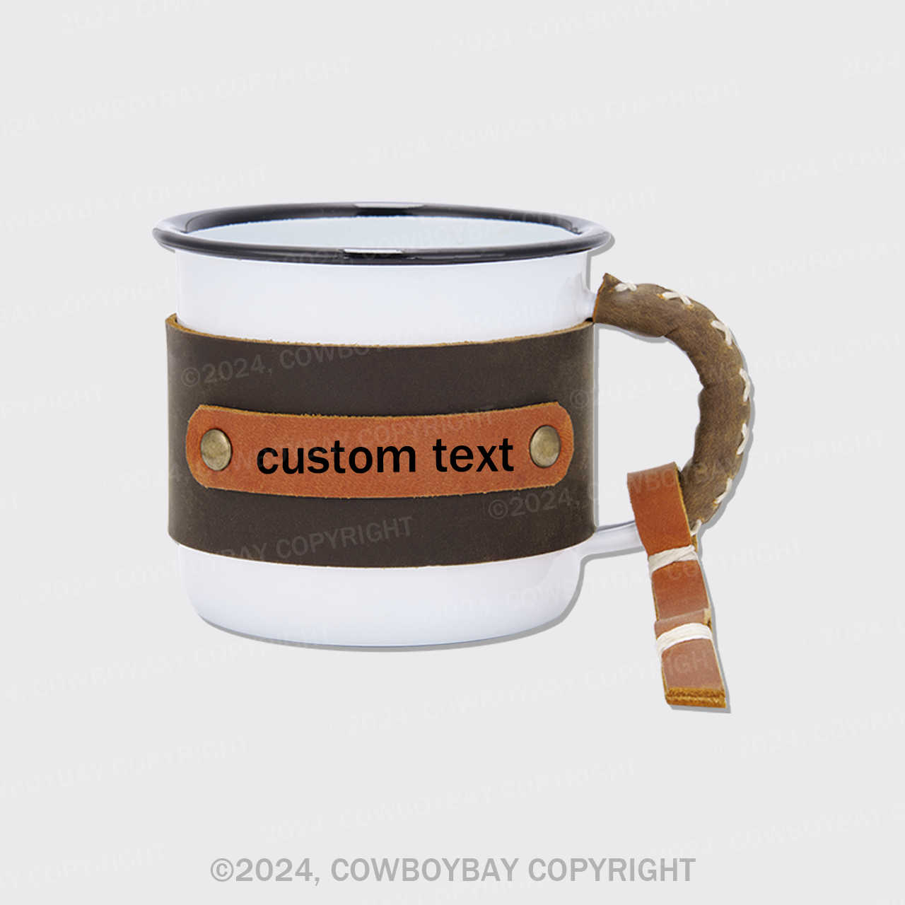 Custom Leather Vintage Mug Enamel Cup