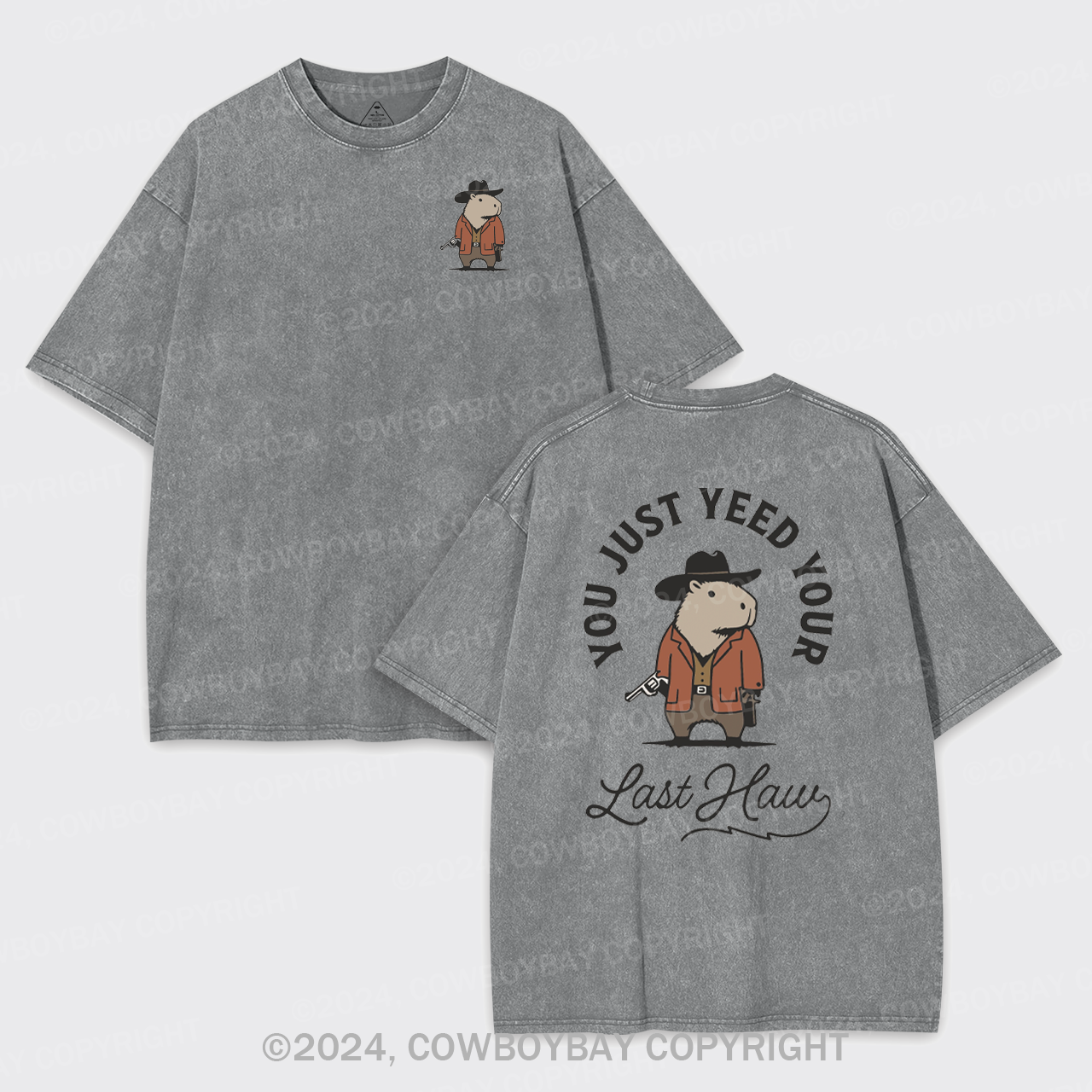 Funny Capybara Cowboy Garment-dye Tees
