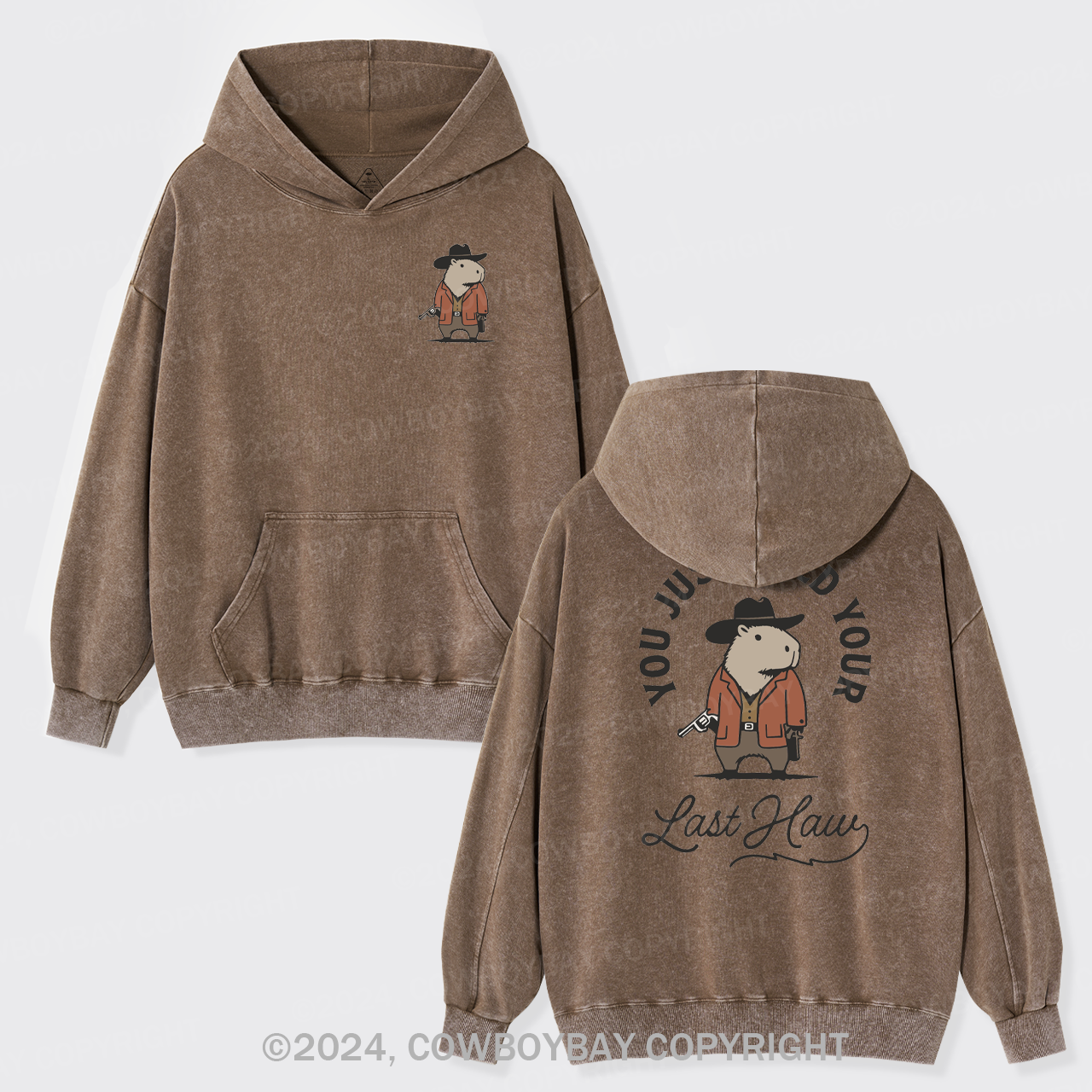 Funny Capybara Cowboy Garment-Dye Hoodies