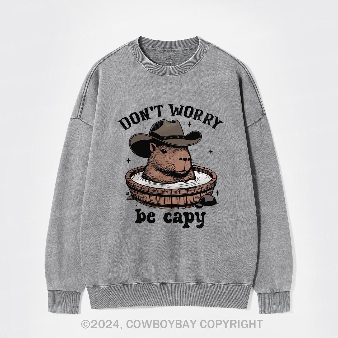 Don't Worry Be Capy Washed Sweatshirts