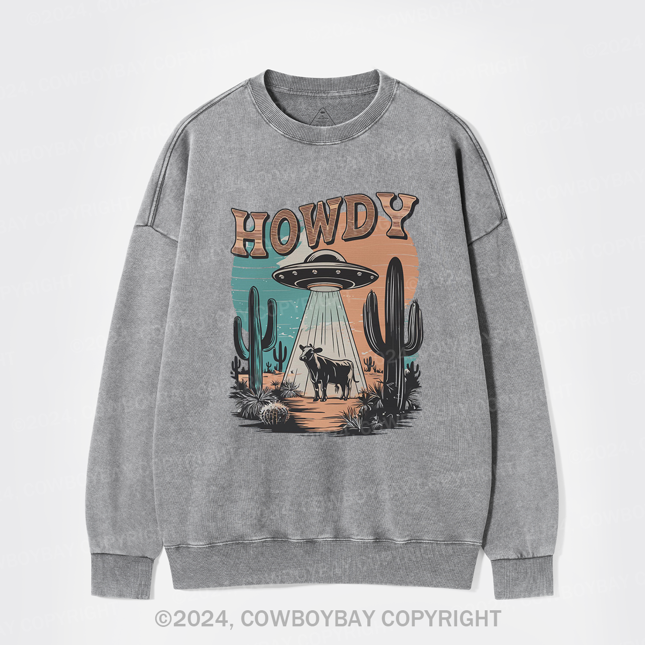 Western UFO,HOWDY Washed Sweatshirts