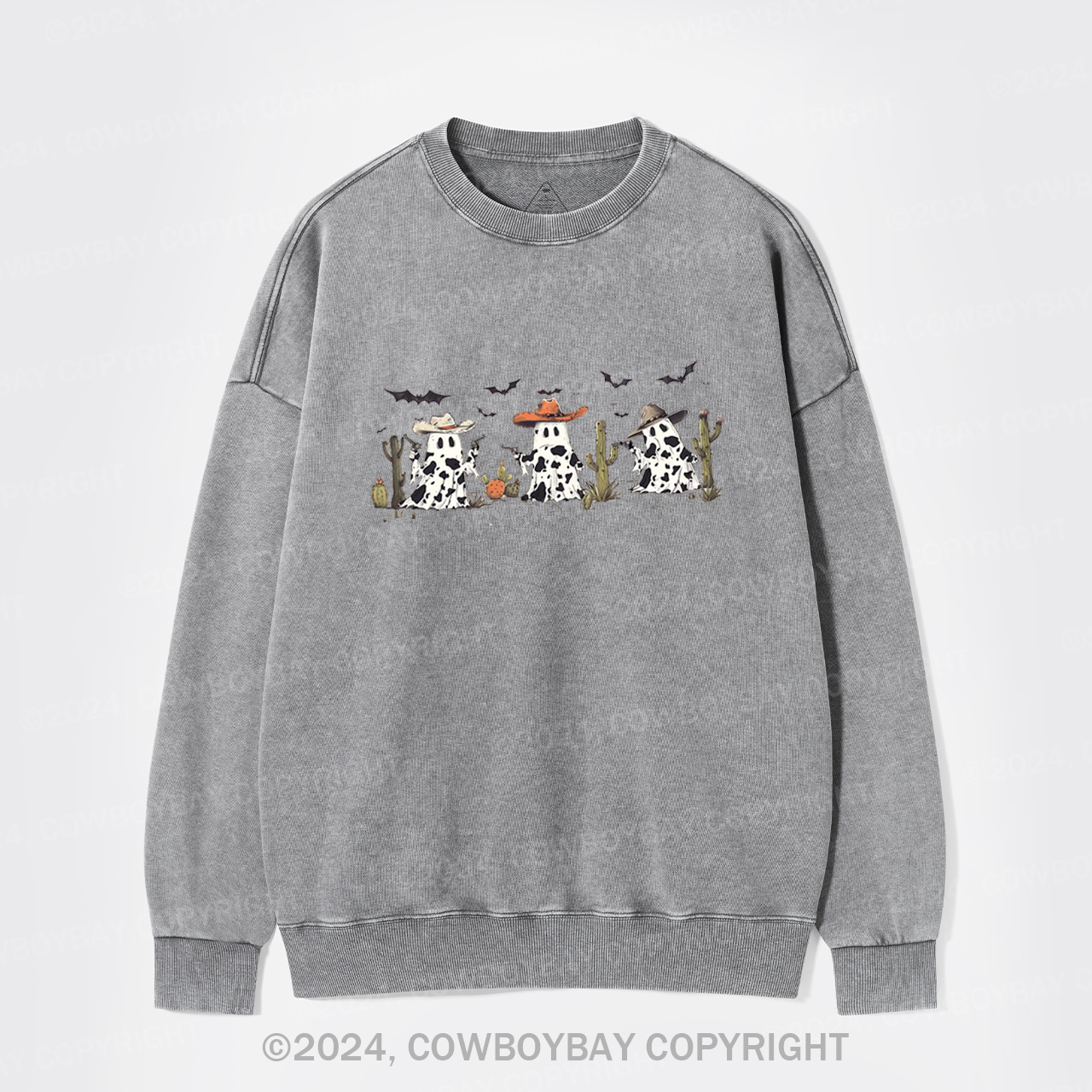 Halloween Ghost Cowboy Washed Sweatshirts