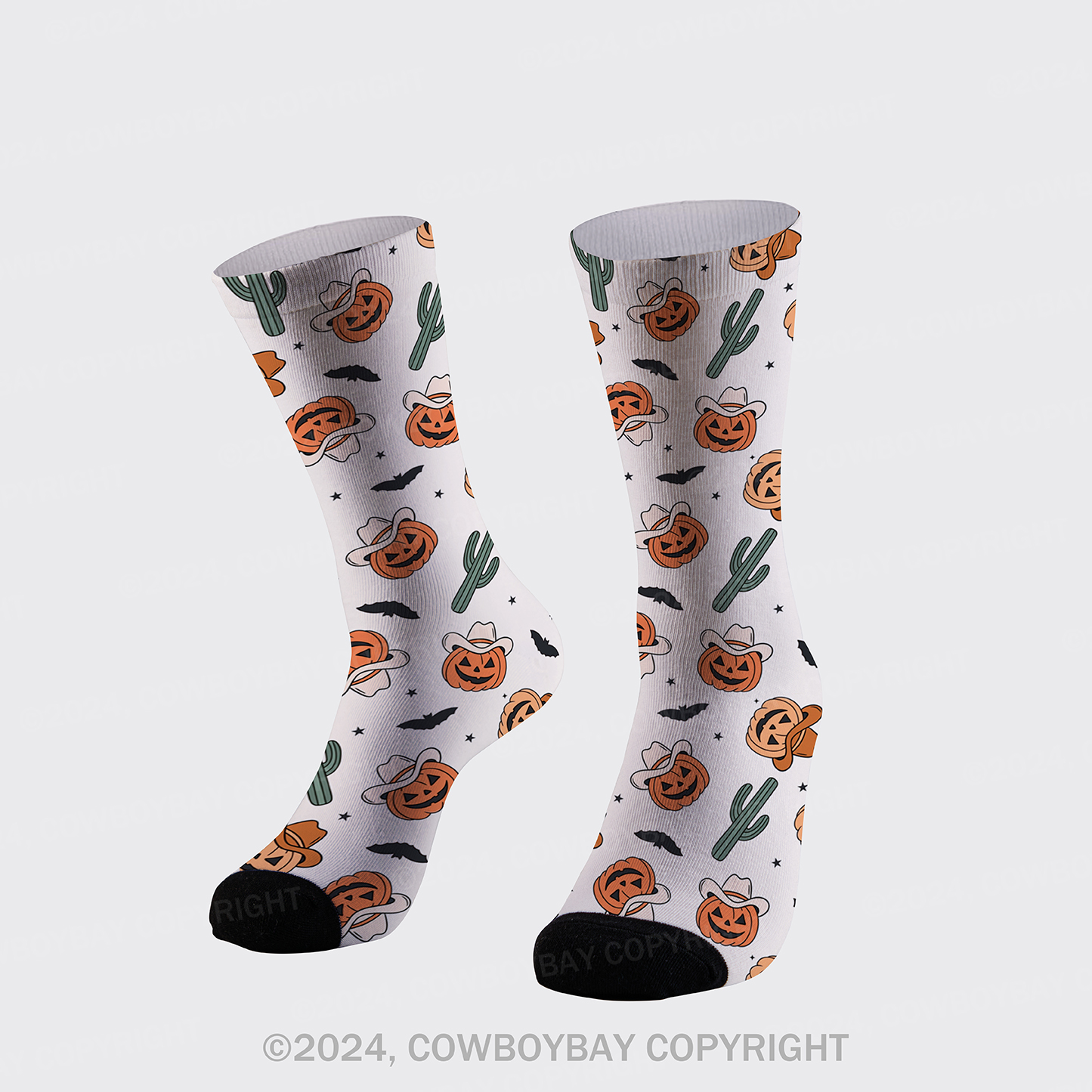 Halloween Western Pumpkins Printed Cotton Socks