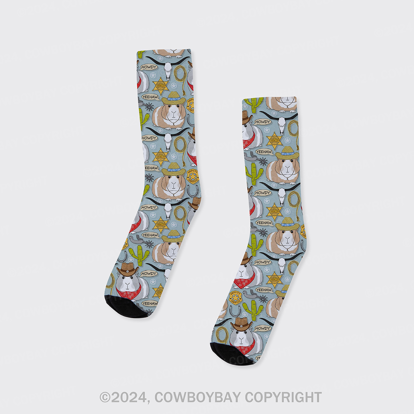 Cowboy Guinea Pig Printed Cotton Socks