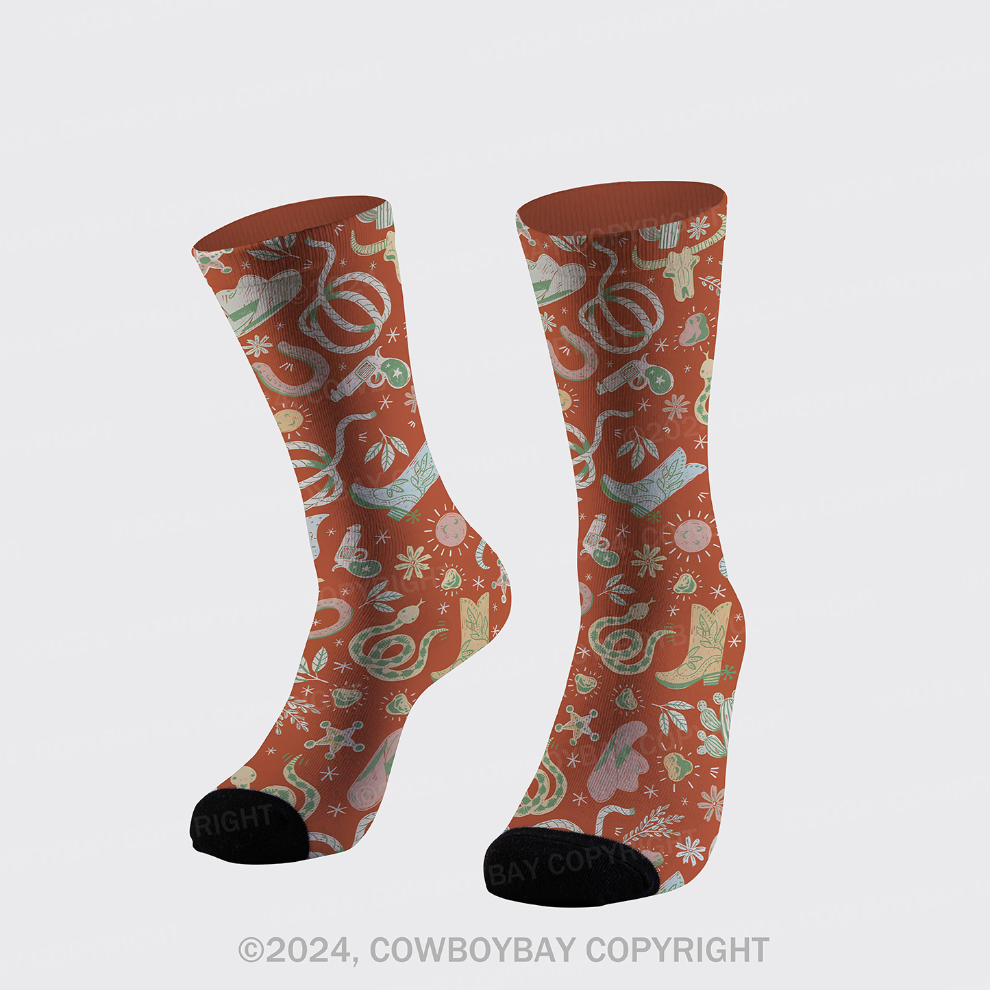Hot Chili Cowboy Printed Cotton Socks