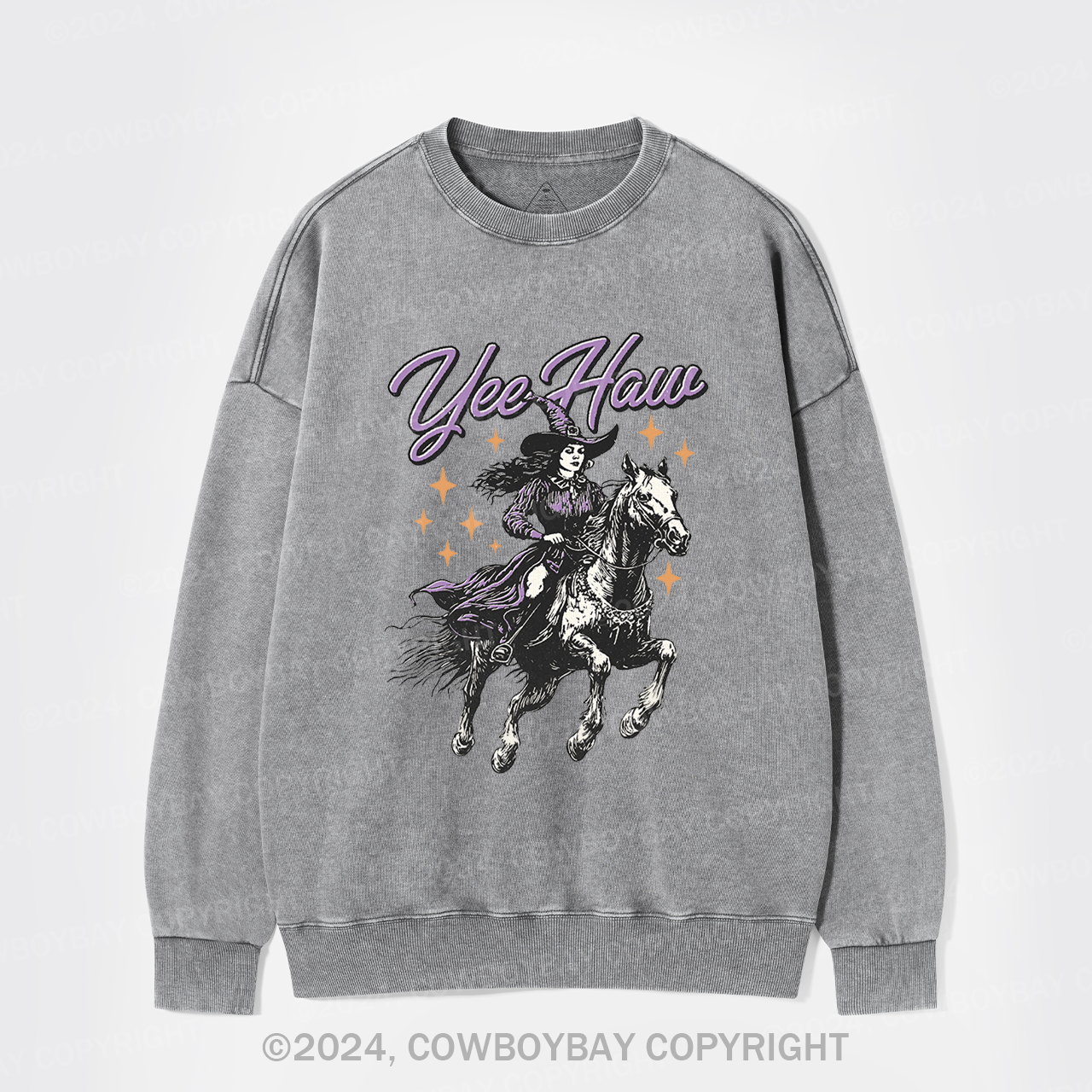 Yee Haw,Halloween Cowgirl Washed Sweatshirts