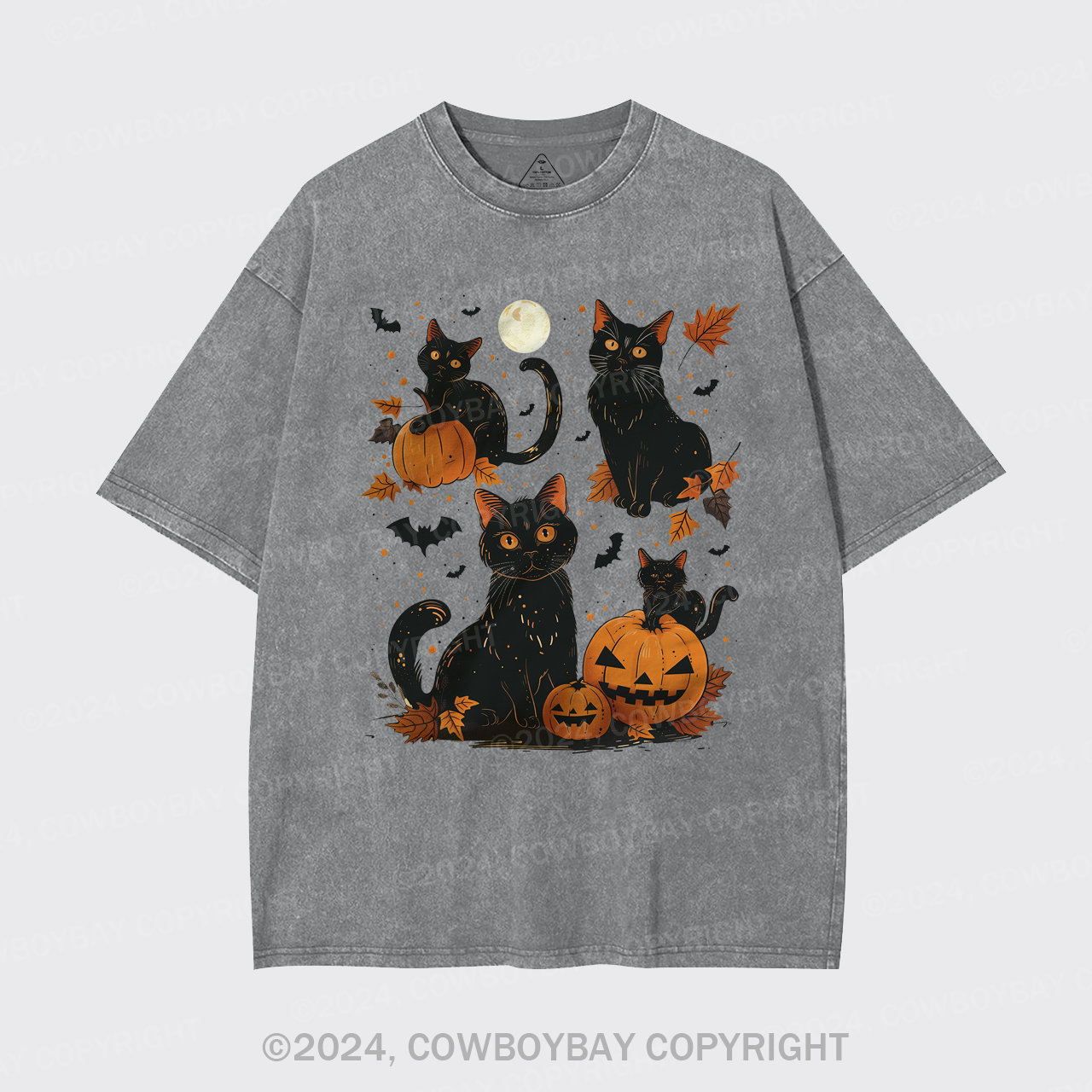 Black Cat Pumpkin Garment-dye Tees