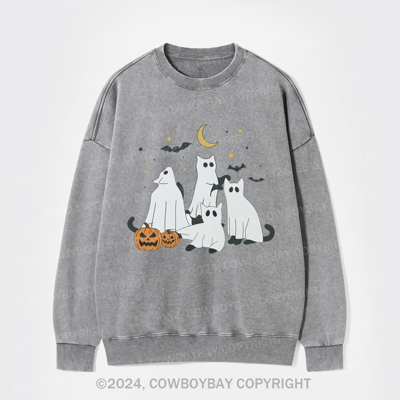 Halloween Cat Washed Sweatshirts